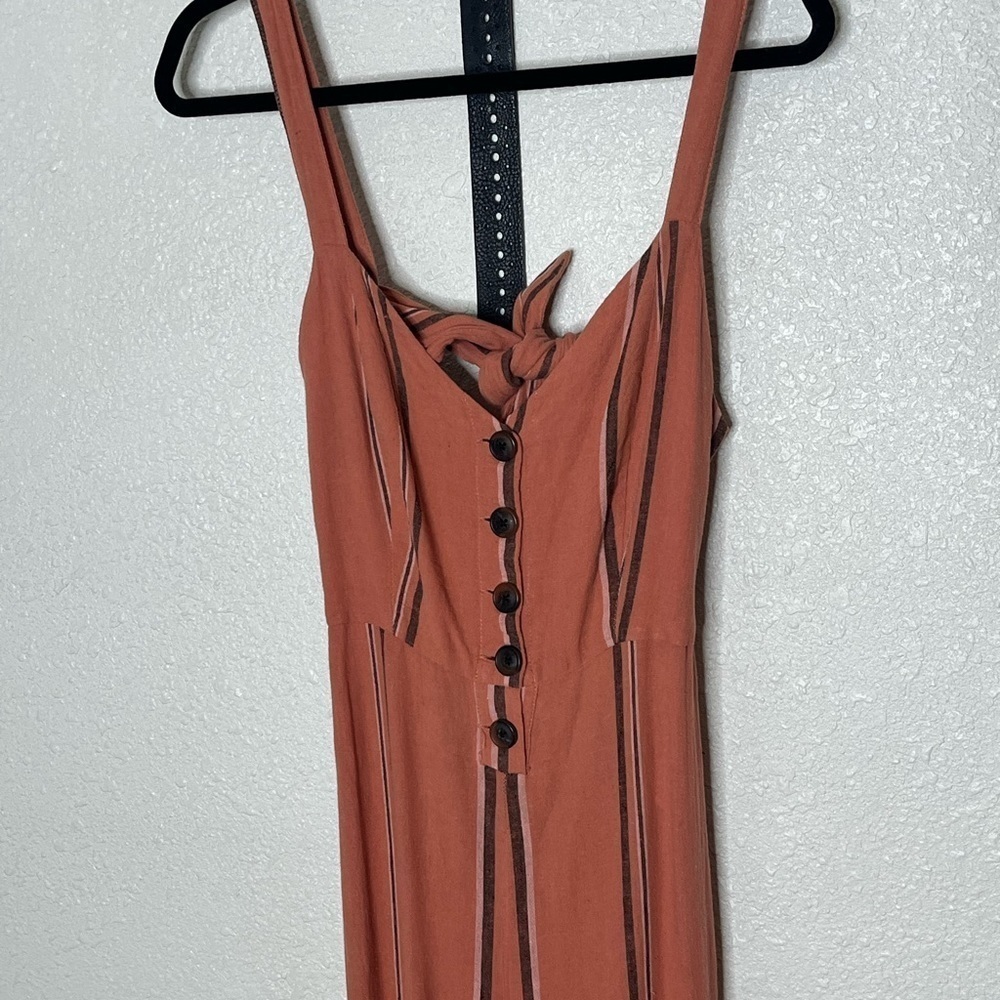 Urban Outfitters Linen Blend Striped Jumpsuit Sz Med - Picture 2 of 9